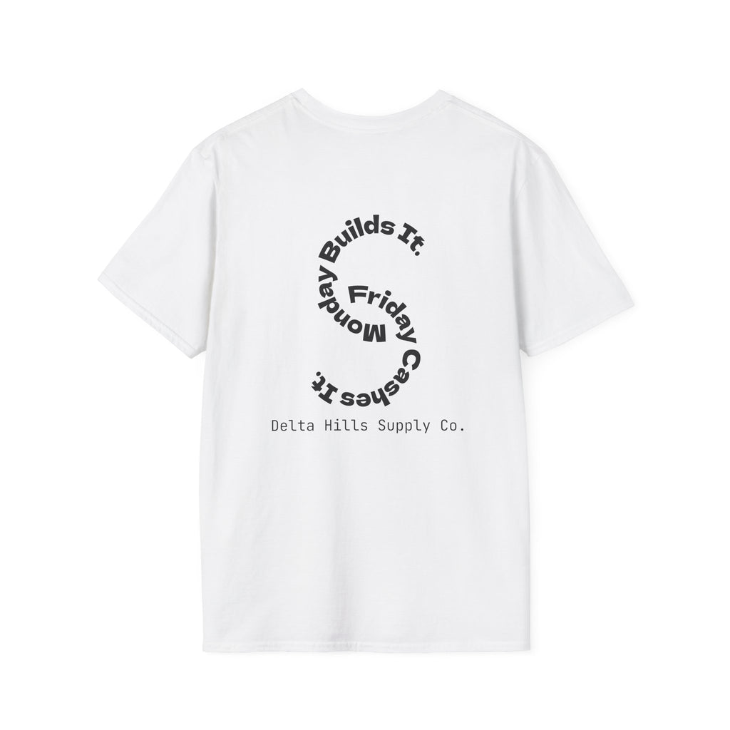 Monday Builds It Workwear T-Shirt | Blue Collar Graphic Tee | Delta Hills Supply Co