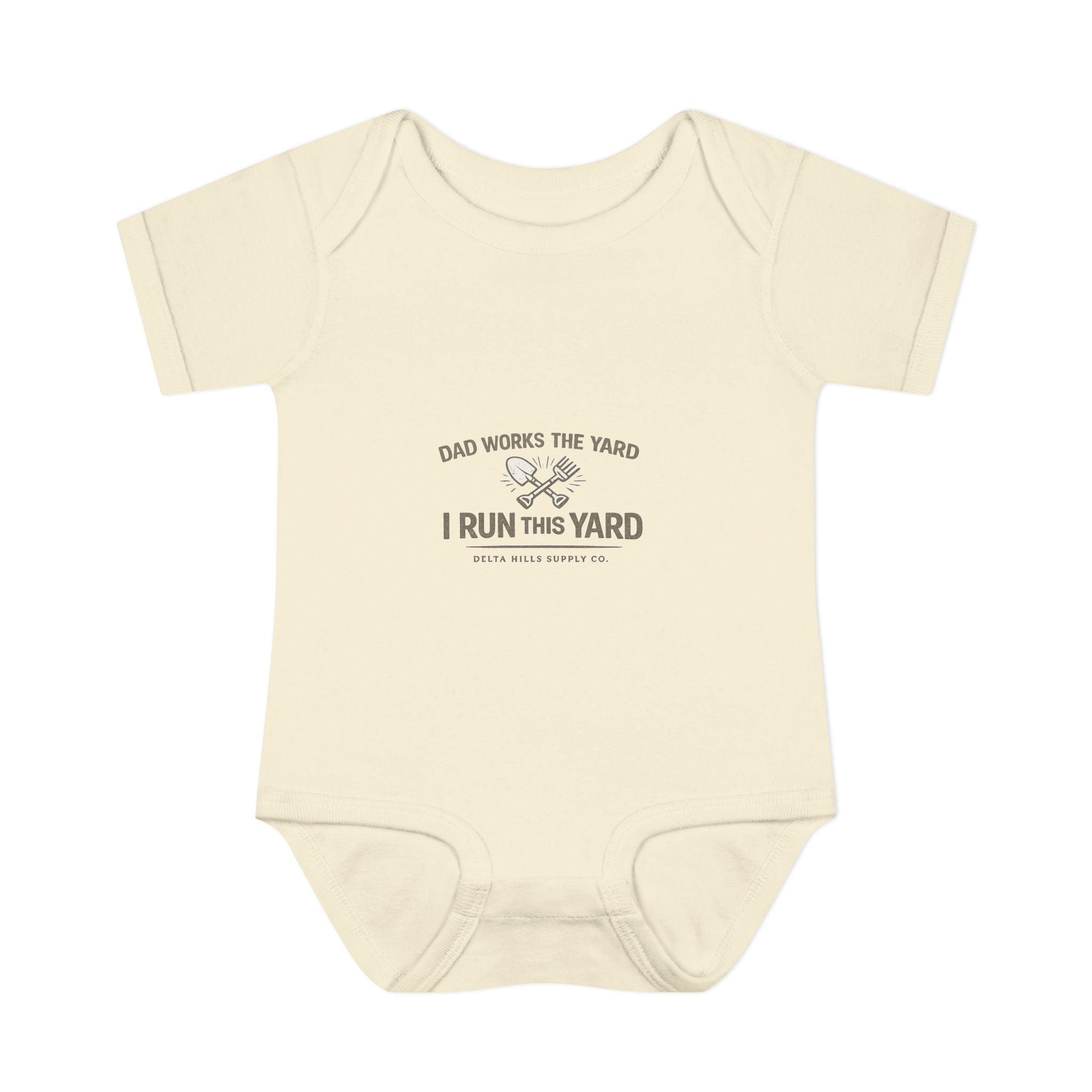 Dad Works the Yard I Run This Yard Baby Onesie | Funny Infant Bodysuit | Delta Hills Supply Co