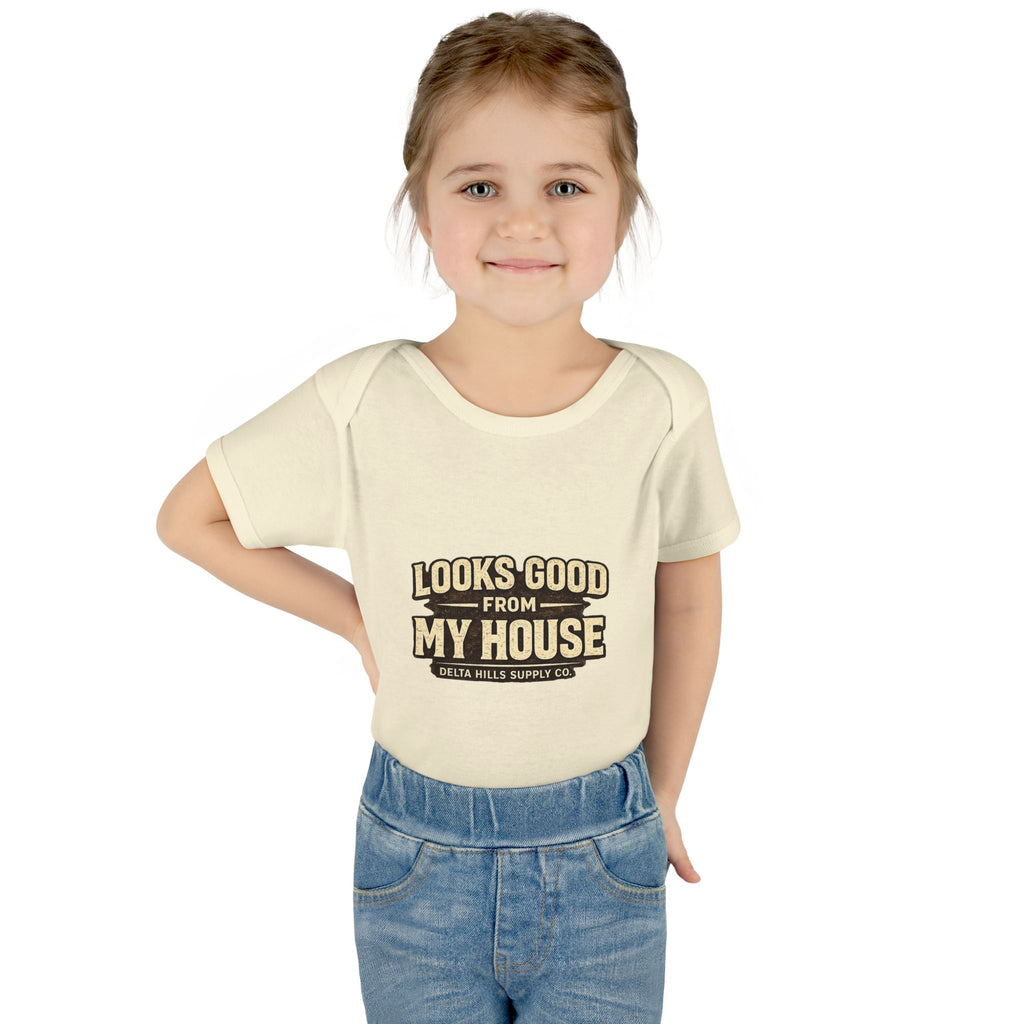 Looks Good From My House Baby Onesie | Funny Infant Bodysuit | Delta Hills Supply Co