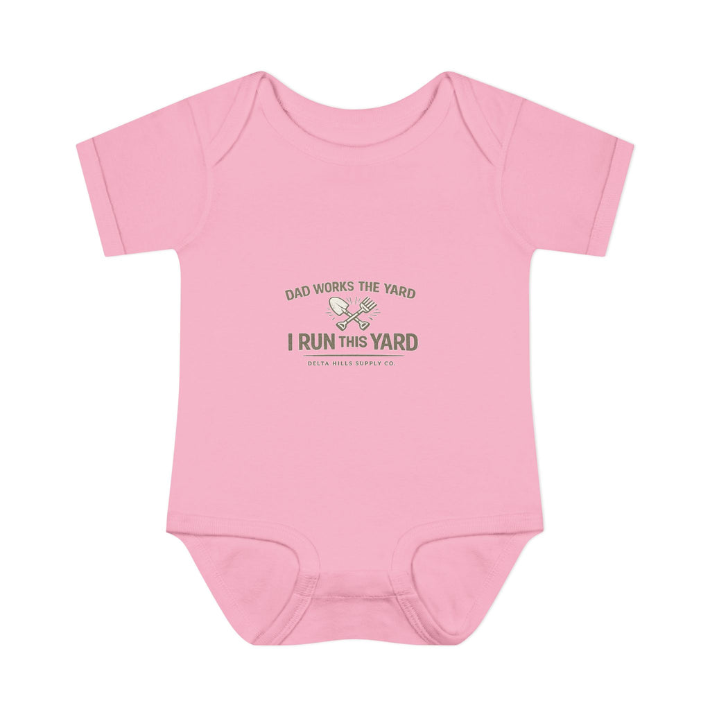 Dad Works the Yard I Run This Yard Baby Onesie | Funny Infant Bodysuit | Delta Hills Supply Co