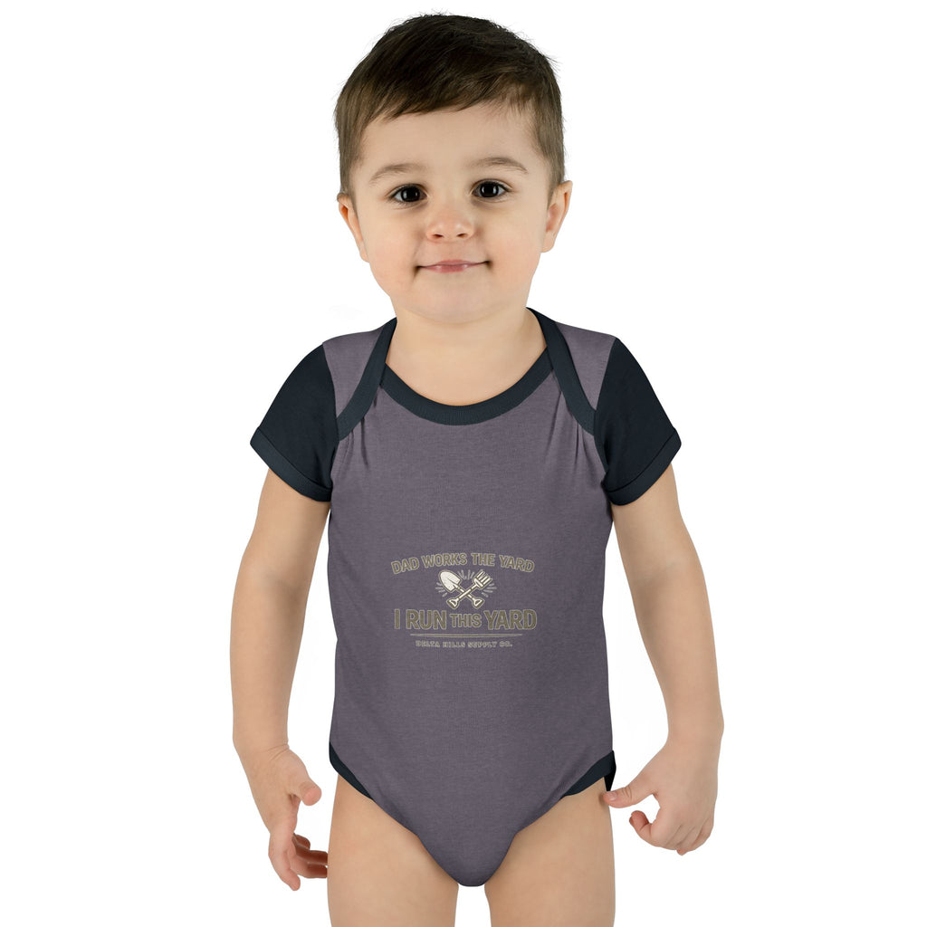 Dad Works the Yard I Run This Yard Baby Onesie | Funny Infant Bodysuit | Delta Hills Supply Co