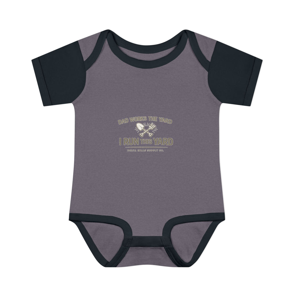 Dad Works the Yard I Run This Yard Baby Onesie | Funny Infant Bodysuit | Delta Hills Supply Co
