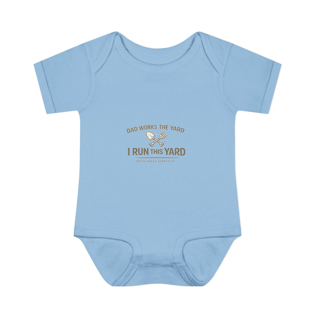 Dad Works the Yard I Run This Yard Baby Onesie | Funny Infant Bodysuit | Delta Hills Supply Co