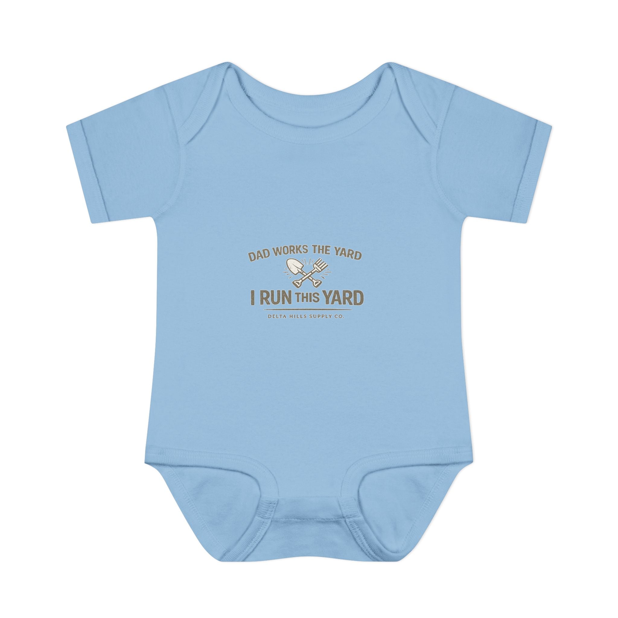 Dad Works the Yard I Run This Yard Baby Onesie | Funny Infant Bodysuit | Delta Hills Supply Co