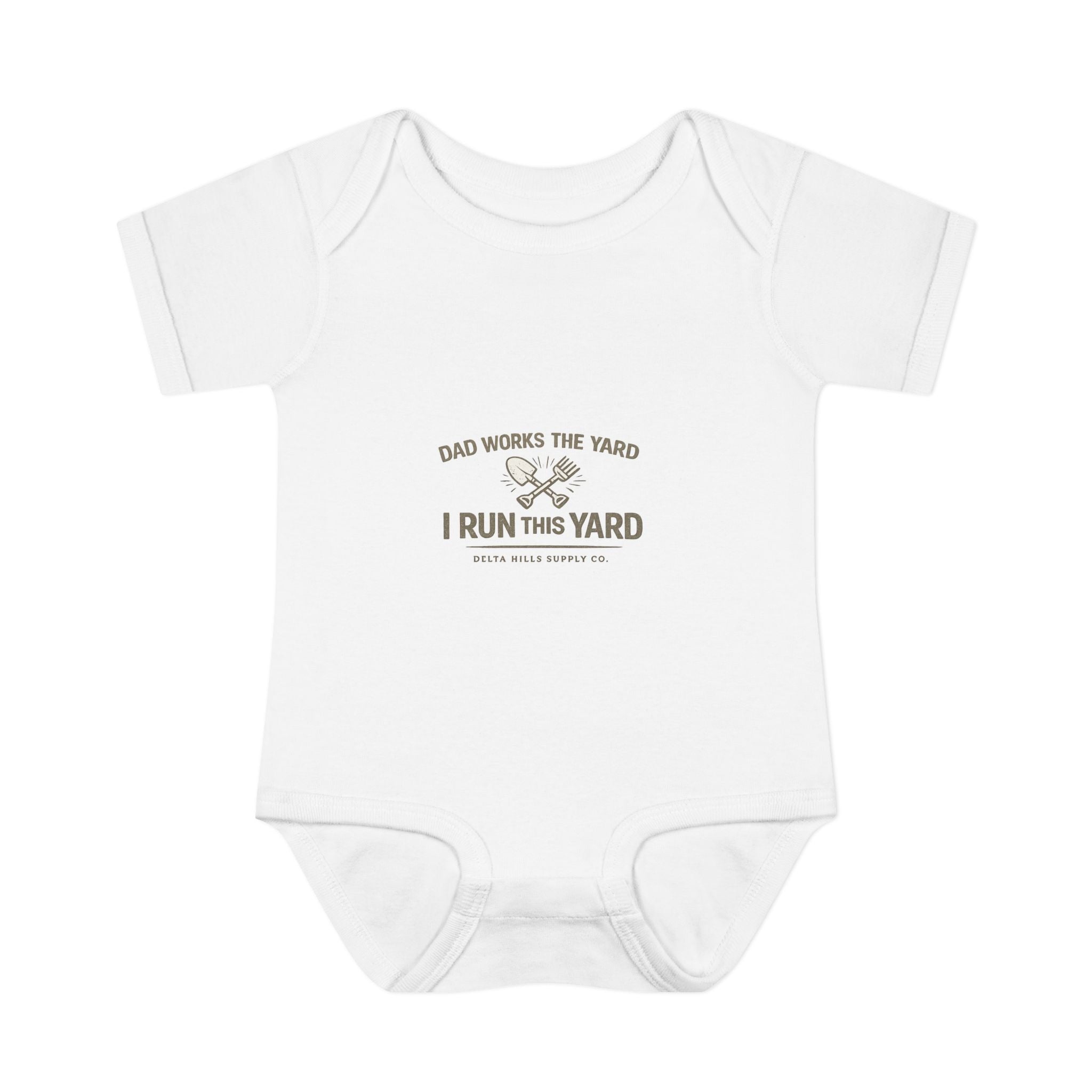 Dad Works the Yard I Run This Yard Baby Onesie | Funny Infant Bodysuit | Delta Hills Supply Co