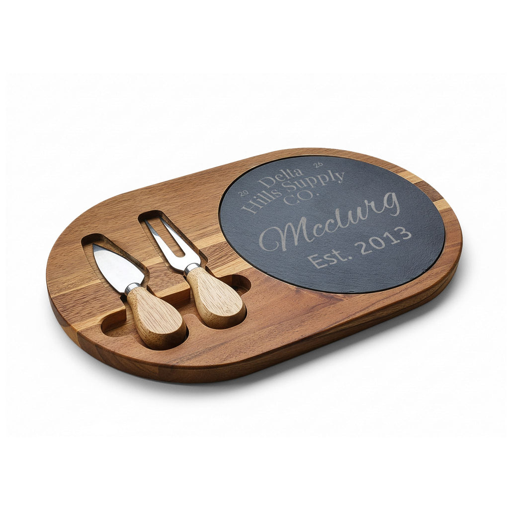 Delta Hills Supply Co. Acacia Wood & Slate Charcuterie Board