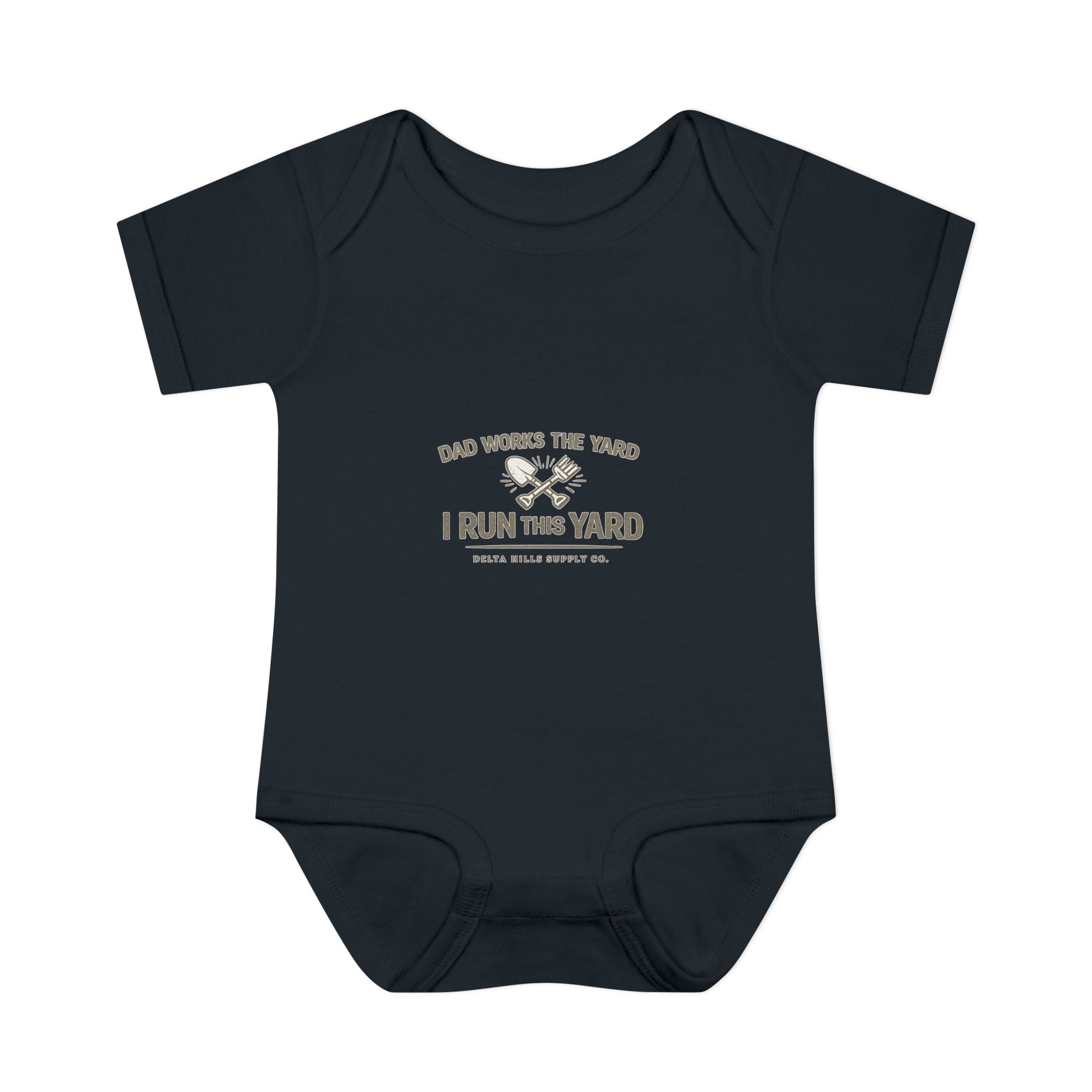 Dad Works the Yard I Run This Yard Baby Onesie | Funny Infant Bodysuit | Delta Hills Supply Co