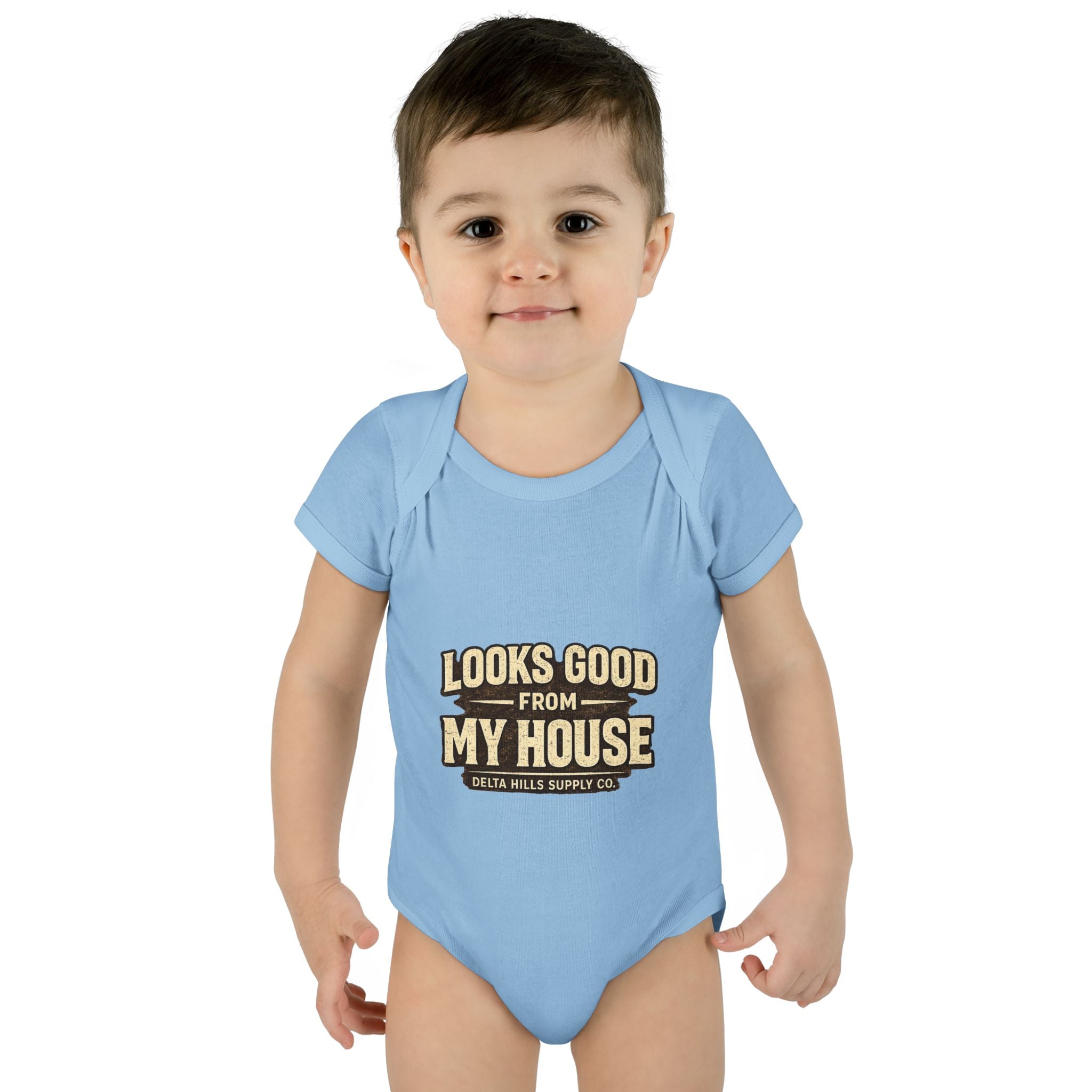 Looks Good From My House Baby Onesie | Funny Infant Bodysuit | Delta Hills Supply Co