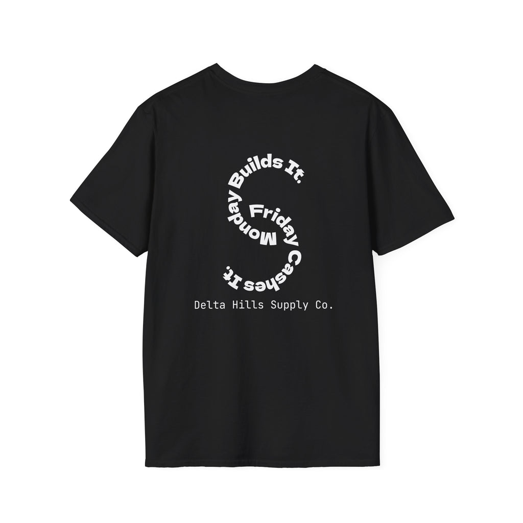 Monday Builds It Workwear T-Shirt | Blue Collar Graphic Tee | Delta Hills Supply Co