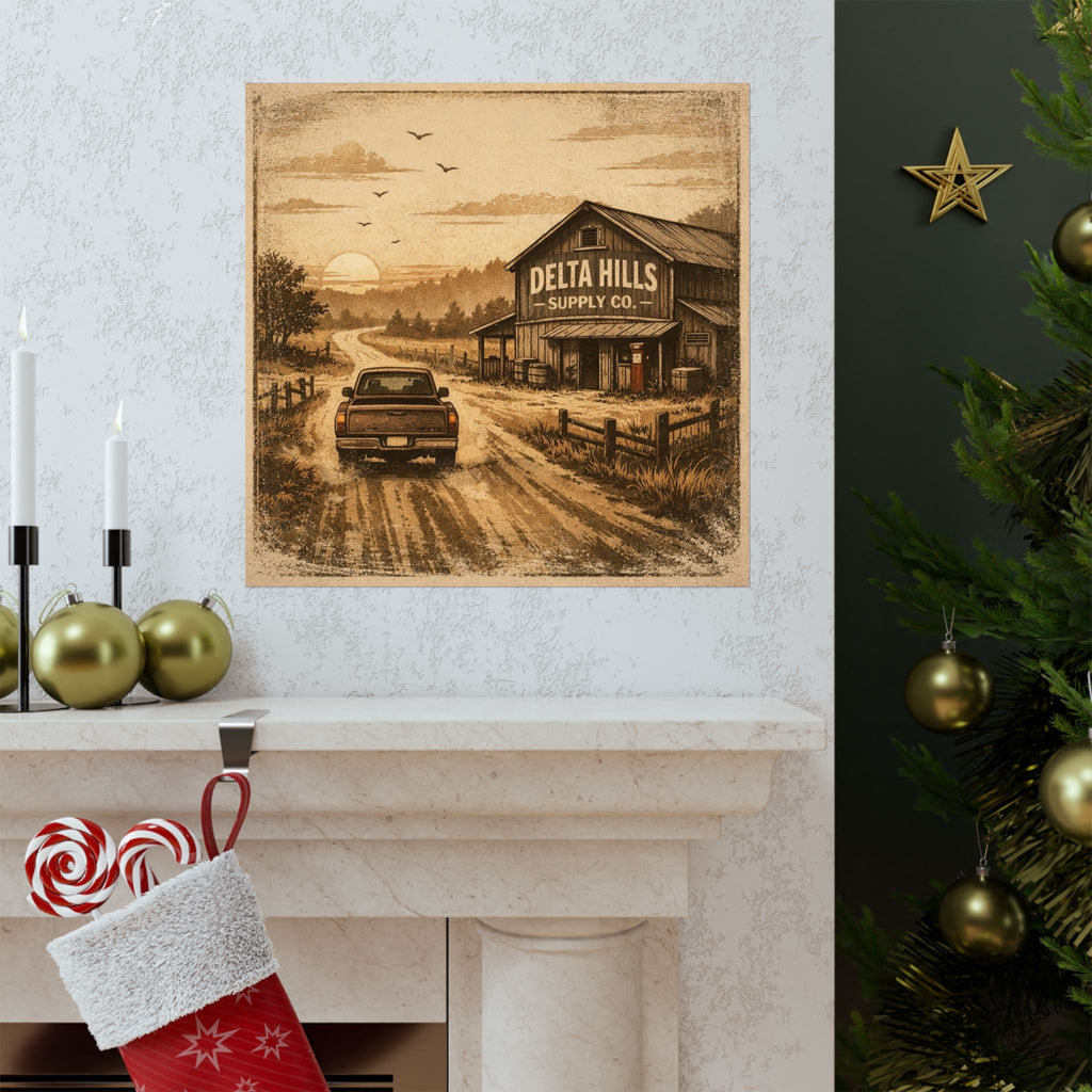 Vintage Road Poster | Rustic Southern Wall Art | Delta Hills Supply Co