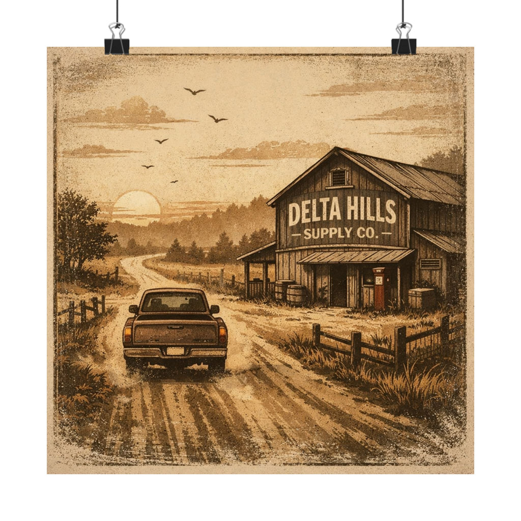 Vintage Road Poster | Rustic Southern Wall Art | Delta Hills Supply Co