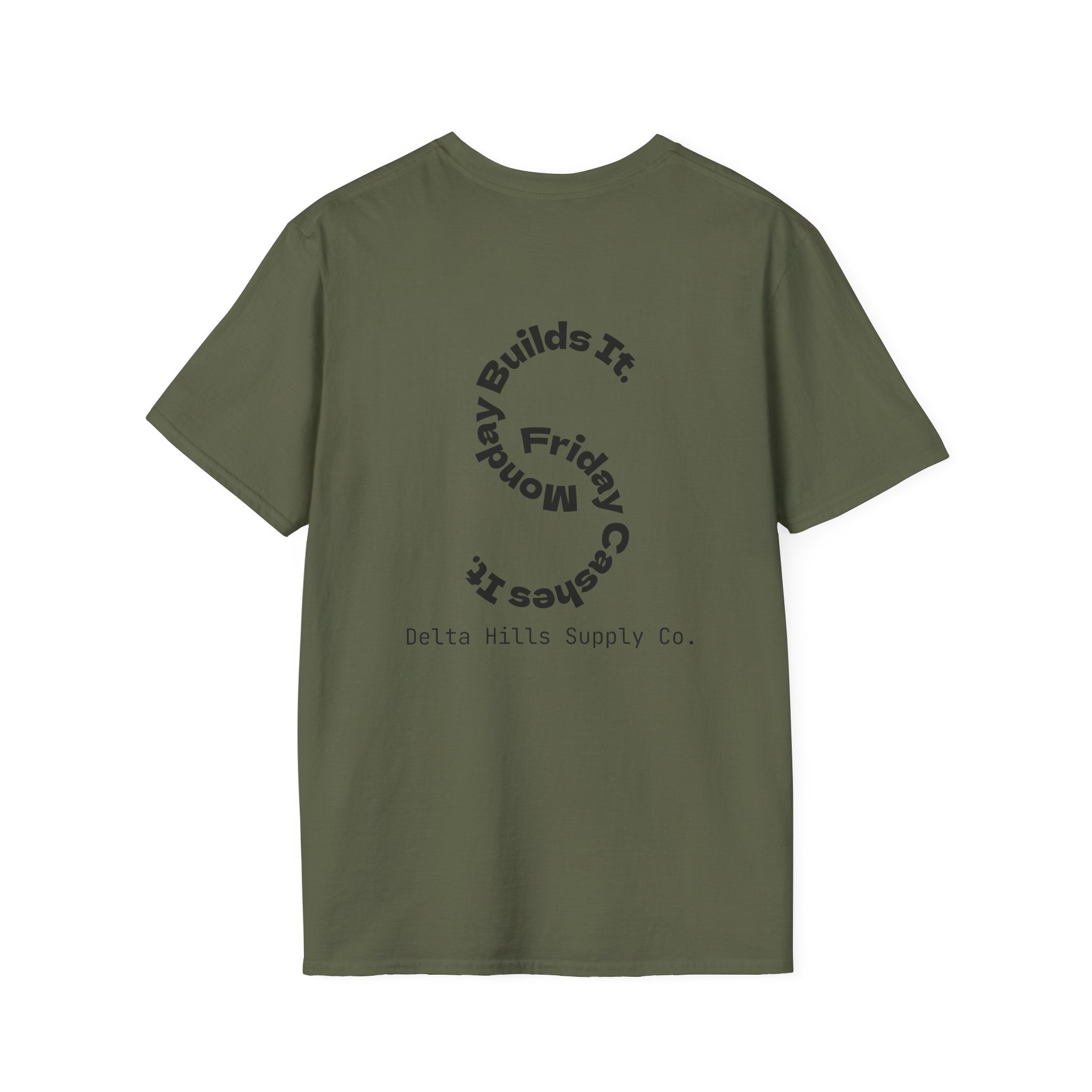 Monday Builds It Workwear T-Shirt | Blue Collar Graphic Tee | Delta Hills Supply Co