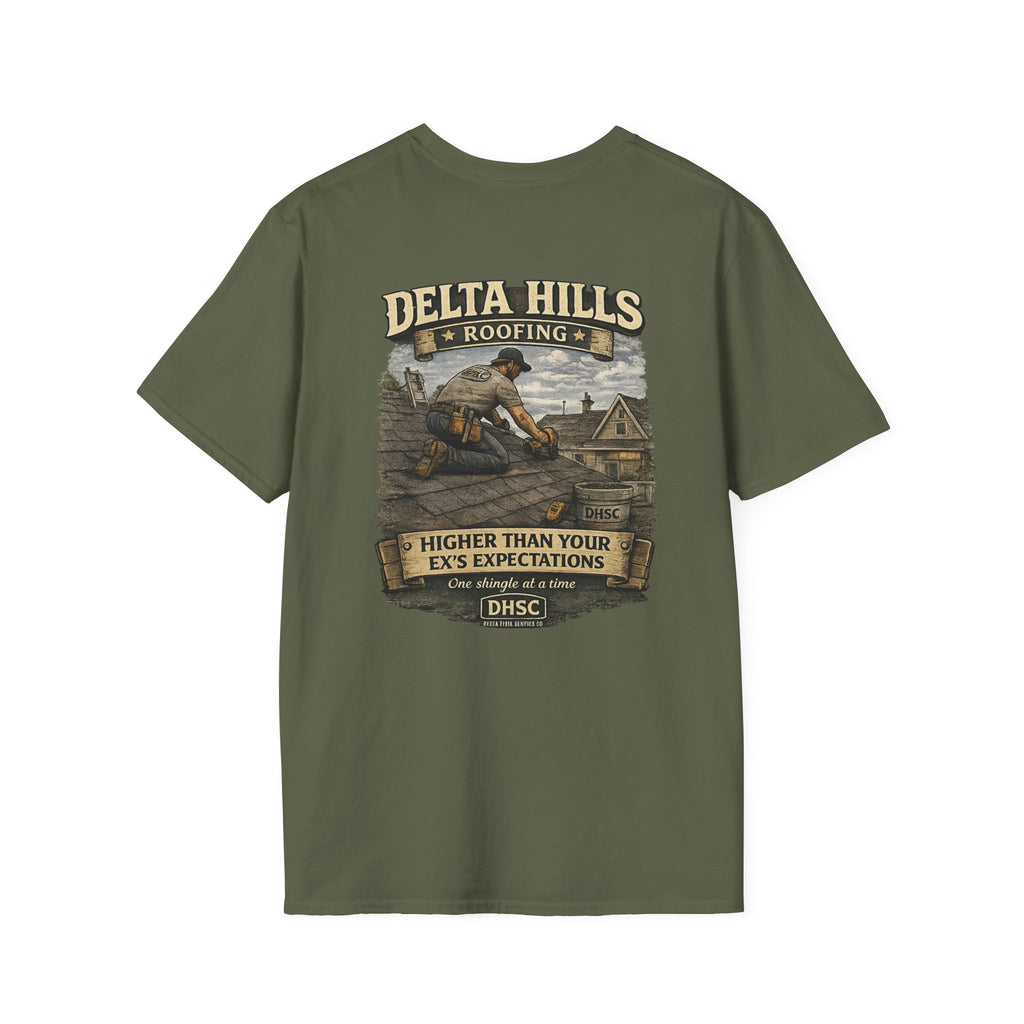 Delta Hills Roofing™ | Higher Than Your Ex's Expectations | Vintage Roofer T-Shirt