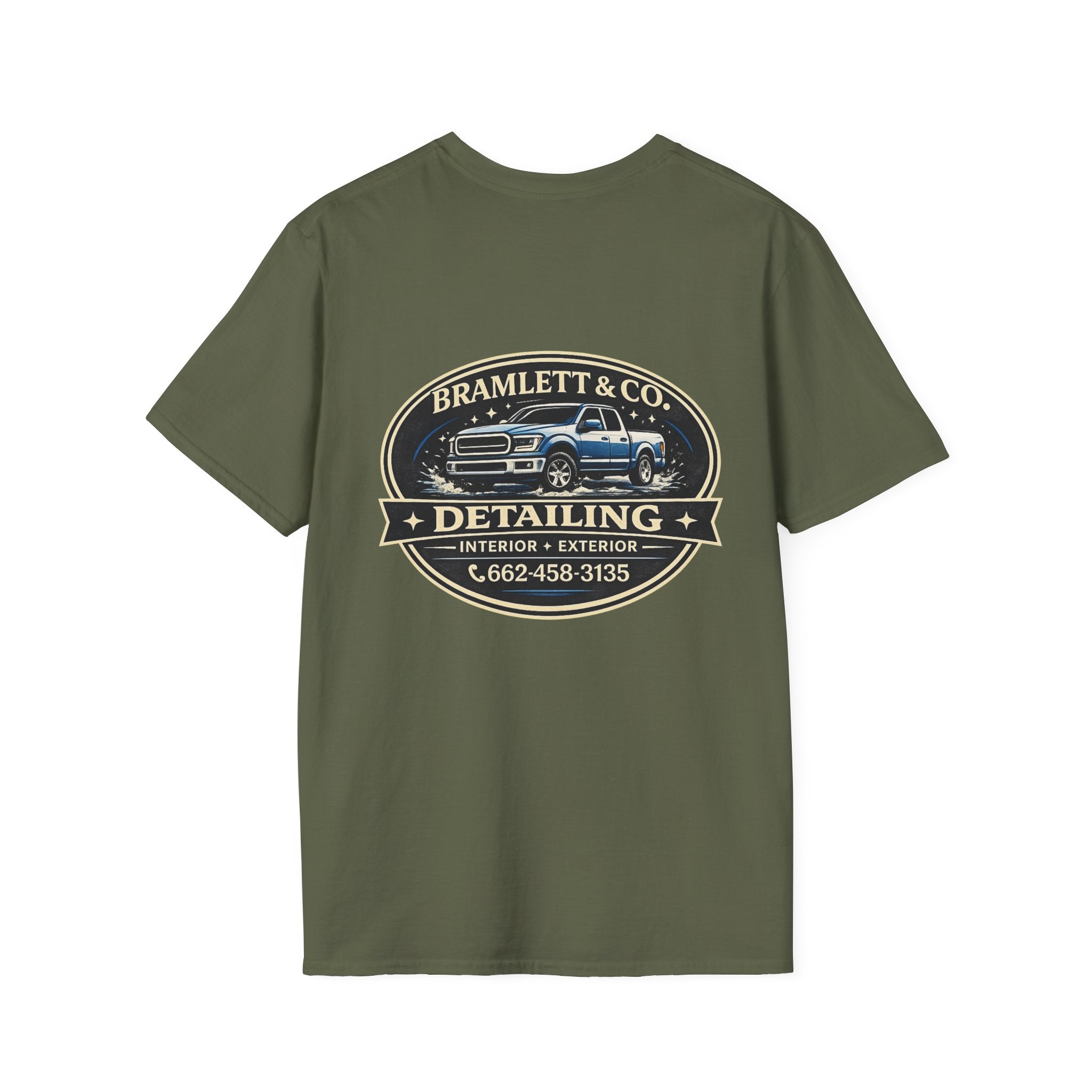 Bramlett & Co. Detailing Shirt | Front Logo + Back Badge | Call/Text 662-458-3135 | Delta Hills Supply Co