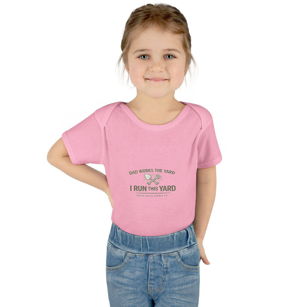 Dad Works the Yard I Run This Yard Baby Onesie | Funny Infant Bodysuit | Delta Hills Supply Co